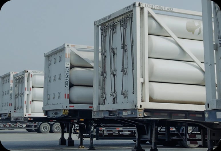 Gas Tech CNG cascade cylinders mounted on trailers