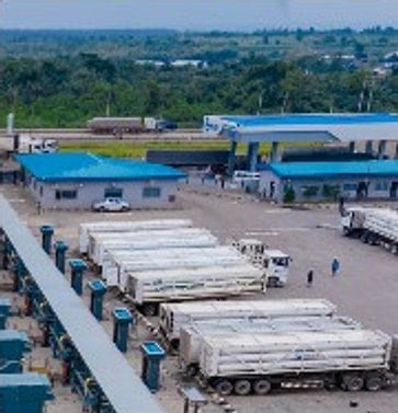 Aerial view of CNG trailers at the facility